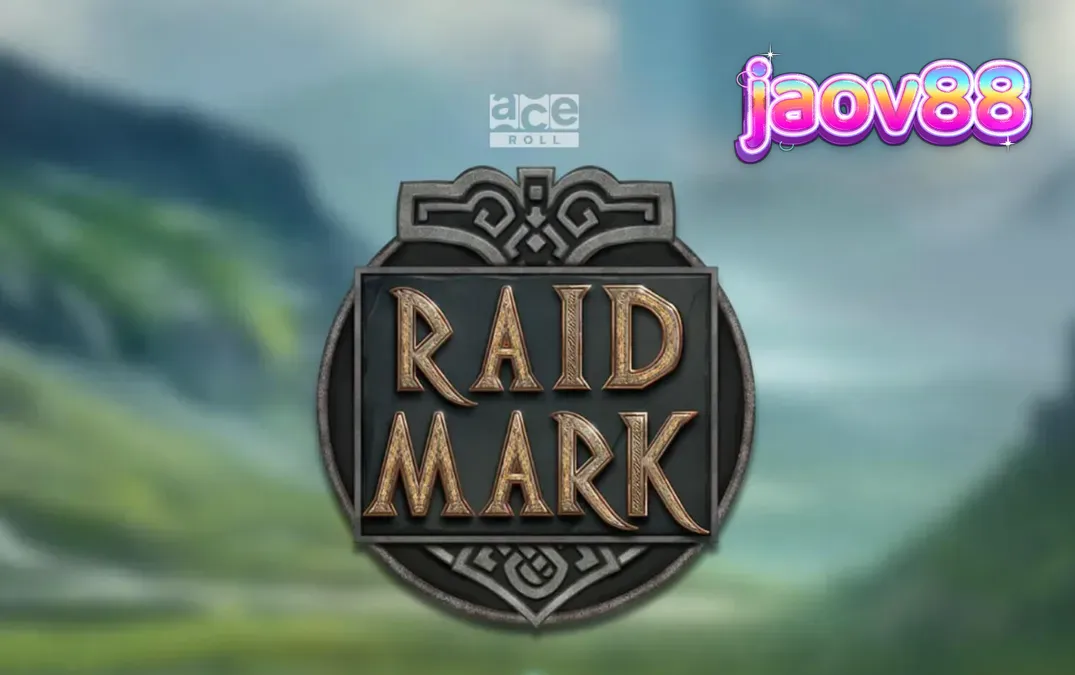 Tampilan visual slot Raidmark dengan tema Viking yang epik dan gulungan yang penuh dengan simbol prajurit.